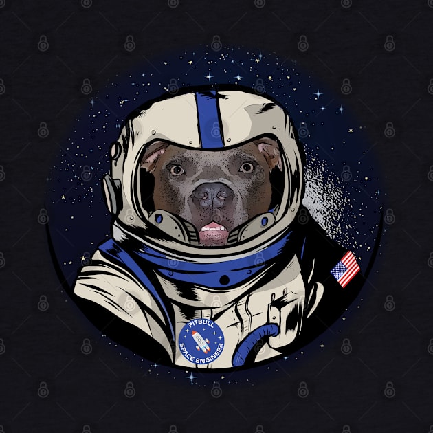 Pitbull Space Engineer Planet Galaxy Moon Landing Funny by Rosemarie Guieb Designs